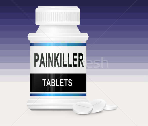 Fájdalomcsillapító illusztráció gyógyszer konténer szavak elöl Stock fotó © 72soul