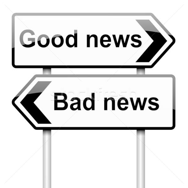 Jó rossz hírek illusztráció hírek fehér boldog Stock fotó © 72soul