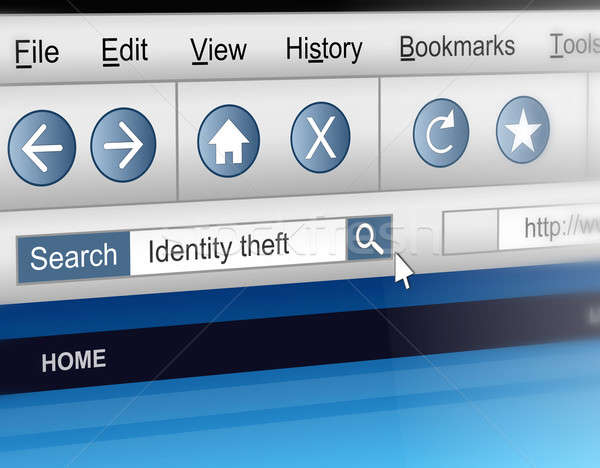 Kradzież tożsamości ilustracja ekranie komputera shot informacji wyszukiwania Zdjęcia stock © 72soul