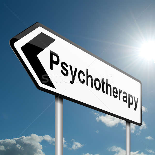 Psychotherapie Illustration Straße Verkehrszeichen blauer Himmel Himmel Stock foto © 72soul
