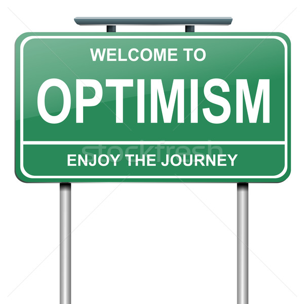 Optimista illusztráció zöld útjelzés fehér háttér Stock fotó © 72soul