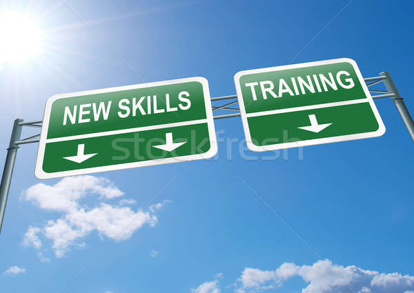 Nieuwe vaardigheden illustratie snelweg teken opleiding Stockfoto © 72soul
