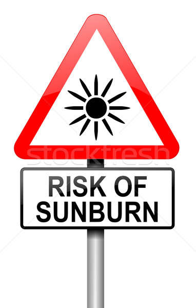 Güneş yanığı risk örnek yol trafik işareti beyaz Stok fotoğraf © 72soul