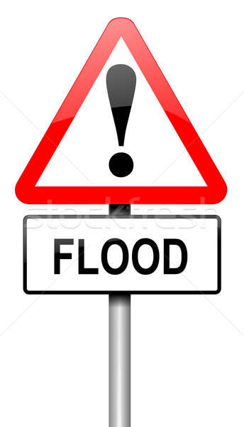 Powodzi ilustracja drogowego znak drogowy ostrzeżenie Zdjęcia stock © 72soul