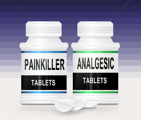 Fájdalomcsillapító illusztráció kettő gyógyszer szavak elöl Stock fotó © 72soul