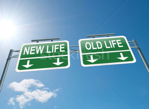 Nieuwe oude leven illustratie snelweg teken Stockfoto © 72soul