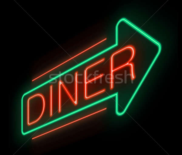 неоновых Diner знак иллюстрация бизнеса Сток-фото © 72soul