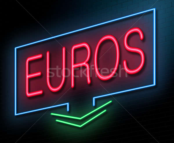 Euro Illustration beleuchtet Leuchtreklame Geld blau Stock foto © 72soul