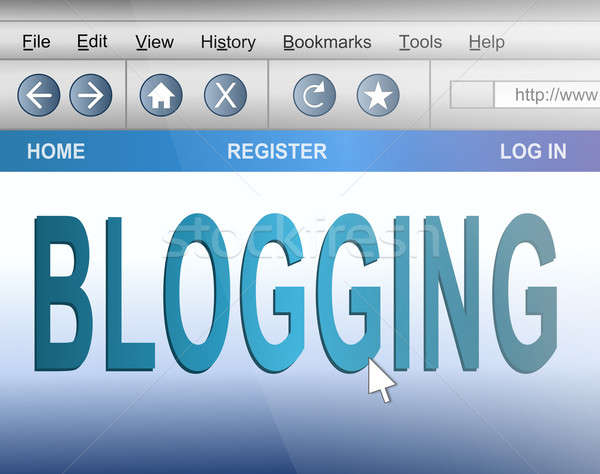 Foto stock: Blogging · ilustração · tela · do · computador · tiro · internet · navegador