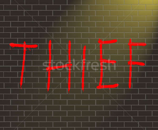 泥棒 実例 落書き レンガの壁 壁 赤 ストックフォト © 72soul