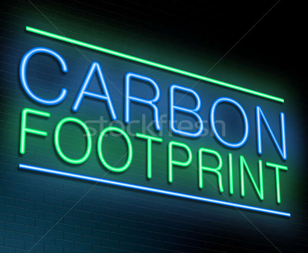 [[stock_photo]]: Empreinte · carbone · illustration · enseigne · au · néon · nuit · énergie