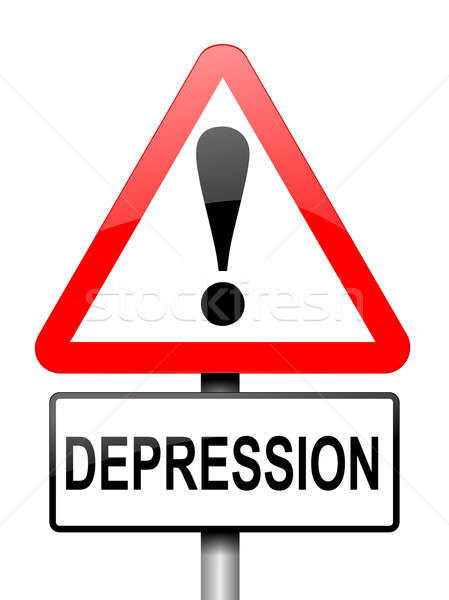 Depresszió illusztráció piros fehér figyelmeztető jel felirat Stock fotó © 72soul