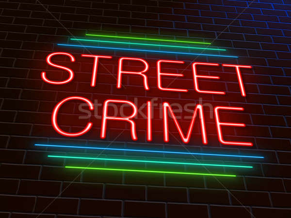 Utca bűnözés illusztráció megvilágított neonreklám felirat Stock fotó © 72soul