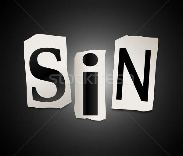 Foto stock: Pecado · ilustración · establecer · cartas · palabra