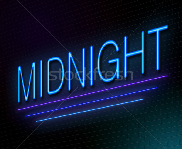 Mitternacht Illustration beleuchtet Leuchtreklame Nacht Zeit Stock foto © 72soul