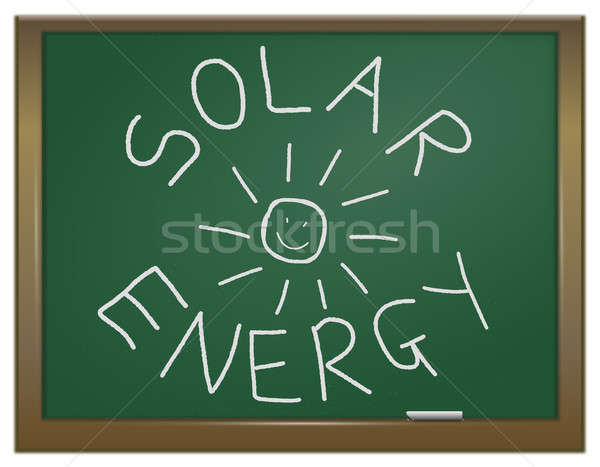 Stockfoto: Zonne-energie · illustratie · groene · krijt · boord · woorden