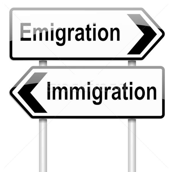 Bevándorlás illusztráció útjelzés fehér világ háttér Stock fotó © 72soul