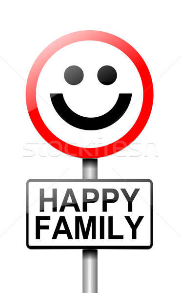 Boldog család felirat illusztráció fa mosoly gyerekek Stock fotó © 72soul