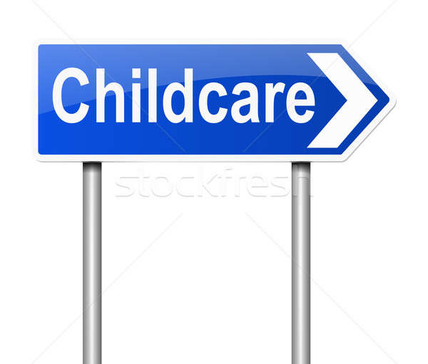 Gyermekgondozás illusztráció felirat gyermek fehér törődés Stock fotó © 72soul