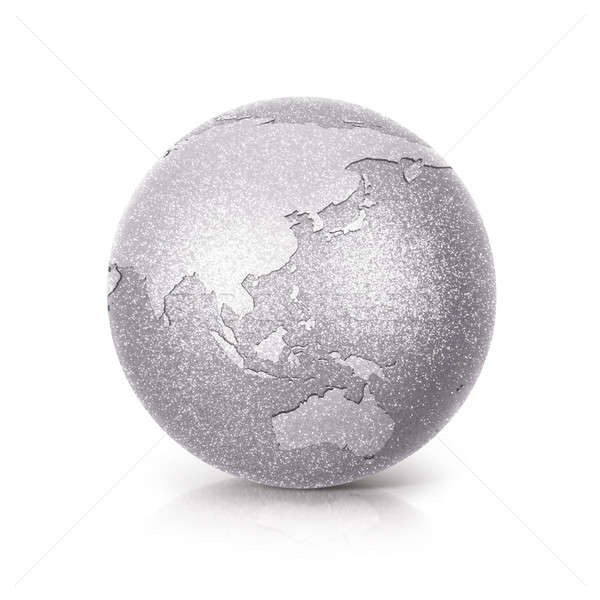 Silver Glitter globe 3D illustration Asia & Australia map Stock photo © 7Crafts