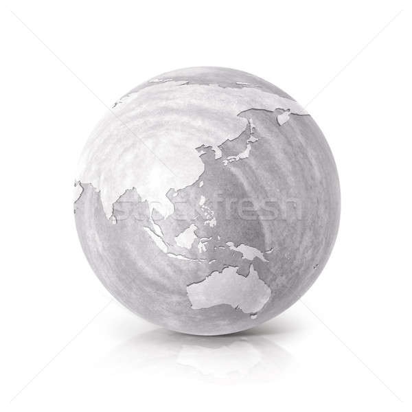 Cement globe 3D illustration Asia & Australia map Stock photo © 7Crafts