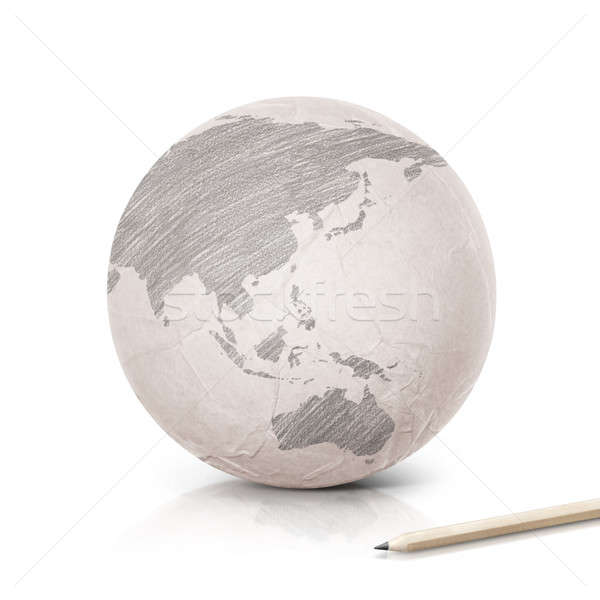 árnyék Ázsia Ausztrália térkép papír földgömb Stock fotó © 7Crafts