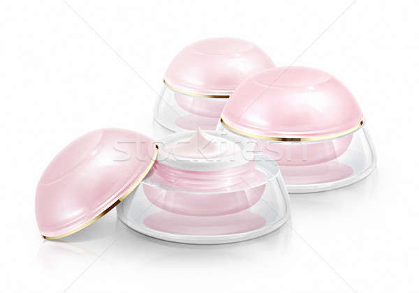 Several pink dome cosmetic jar on white background Stock photo © 7Crafts