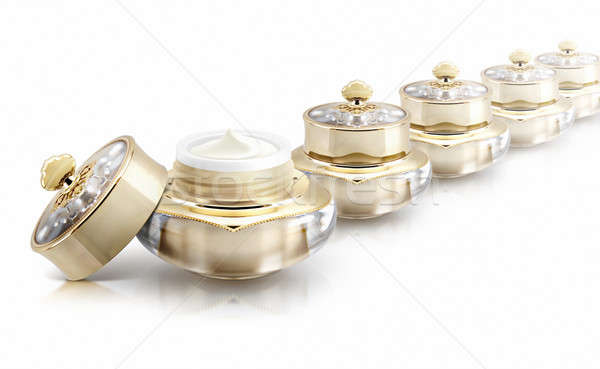 Verscheidene gouden kroon cosmetische jar witte Stockfoto © 7Crafts