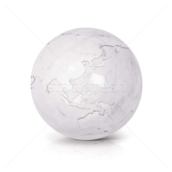 Fehér márvány földgömb 3d illusztráció Ázsia Ausztrália Stock fotó © 7Crafts