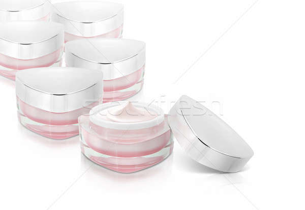 Veel roze driehoek cosmetische jar witte Stockfoto © 7Crafts