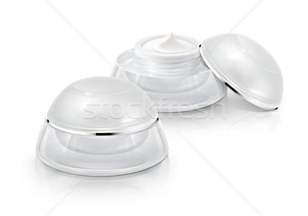 Several white rounded cosmetic jar on white background Stock photo © 7Crafts
