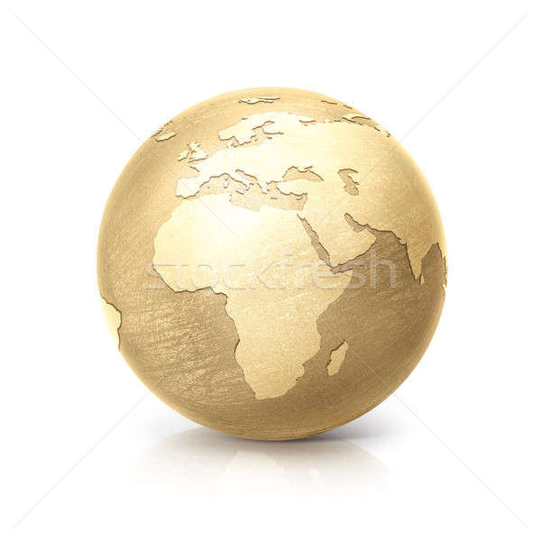 Sárgaréz földgömb 3d illusztráció Európa Afrika térkép Stock fotó © 7Crafts