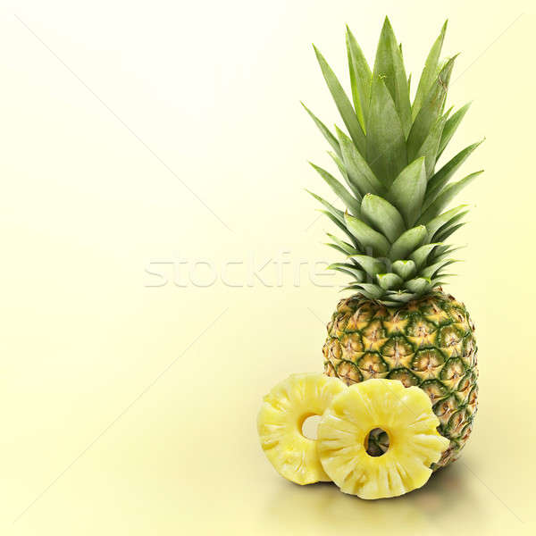 Pineapple on yellow solid background Stock photo © 7Crafts