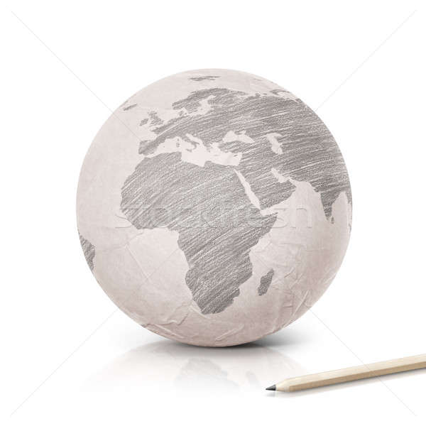 árnyék Európa térkép papír földgömb fehér Stock fotó © 7Crafts