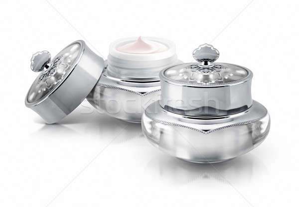 Due argento deluxe cosmetici jar bianco Foto d'archivio © 7Crafts