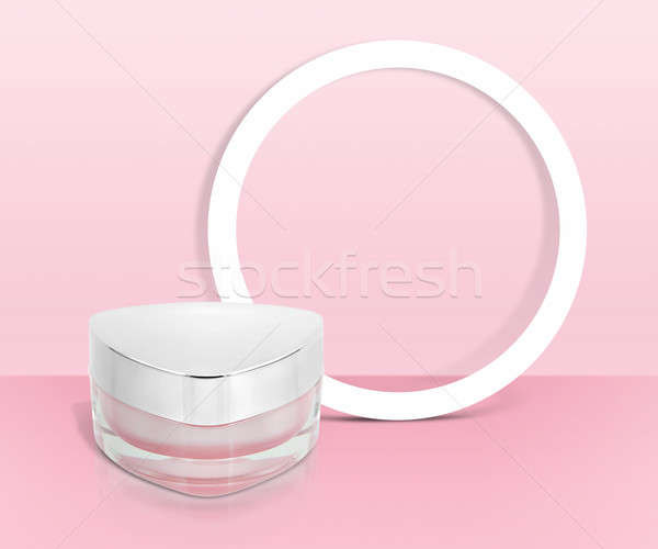 Różowy trójkąt kosmetycznych jar papieru ramki Zdjęcia stock © 7Crafts