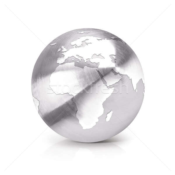 Stainless globe 3D illustration europe and africa map Stock photo © 7Crafts
