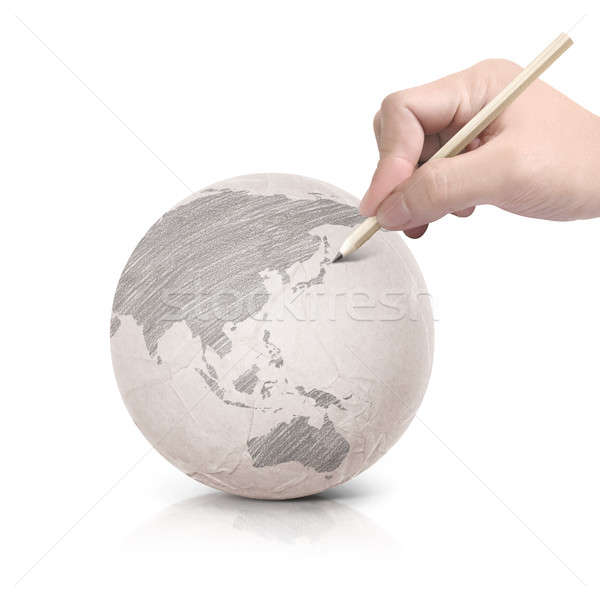 Shade drawing Asia map on paper ball Stock photo © 7Crafts