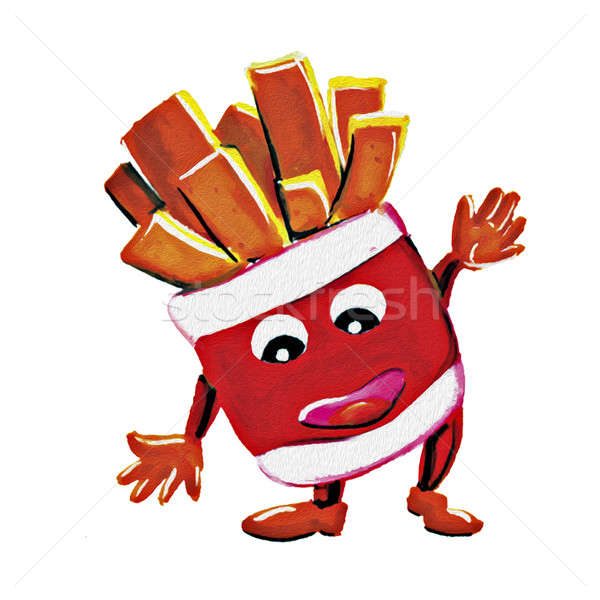 Painting french fries man character on white background Stock photo © 7Crafts