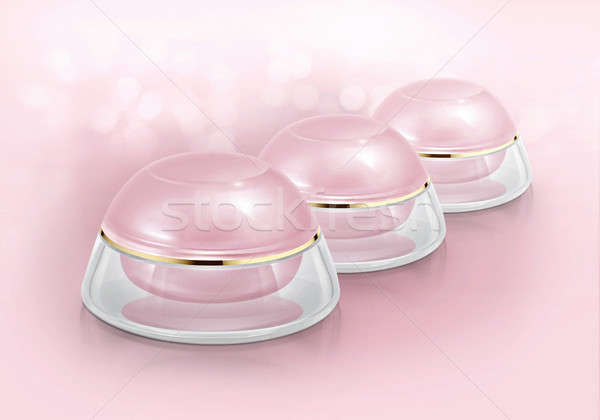 Pink dome cosmetic jar on glitter background Stock photo © 7Crafts