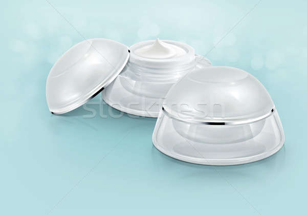 White rounded cosmetic jar on glitter background Stock photo © 7Crafts