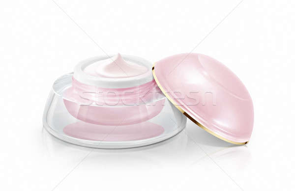 Single pink dome cosmetic jar on white background Stock photo © 7Crafts