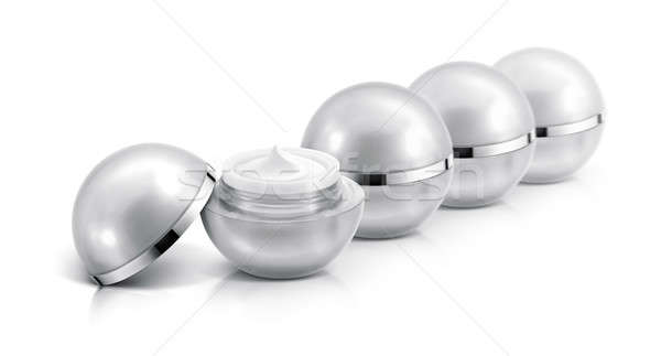 Kilka srebrny sferze kosmetycznych jar biały Zdjęcia stock © 7Crafts