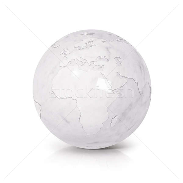 Weiß Marmor Welt 3D-Darstellung Europa Afrika Stock foto © 7Crafts