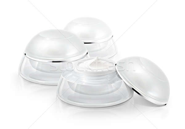 Several white rounded cosmetic jar on white background Stock photo © 7Crafts