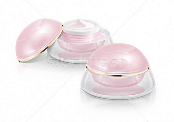 Two pink dome cosmetic jar on white background Stock photo © 7Crafts