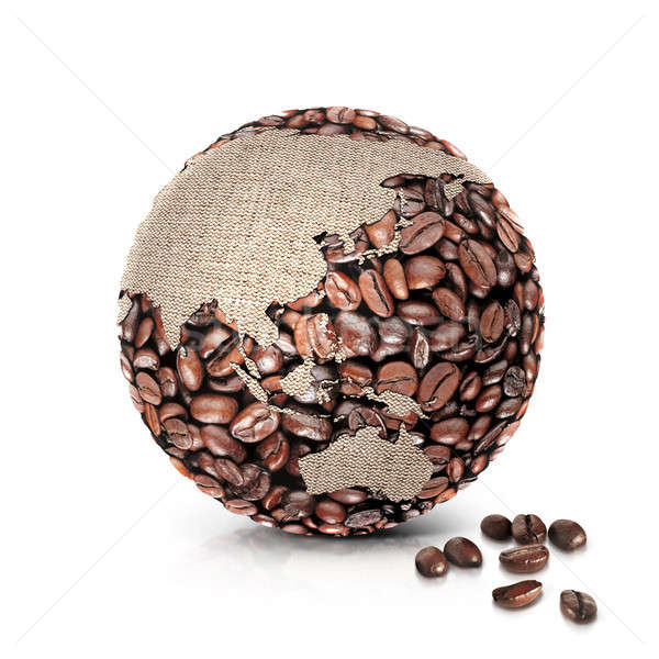 Stockfoto: Koffie · wereld · 3d · illustration · asia · Australië · kaart