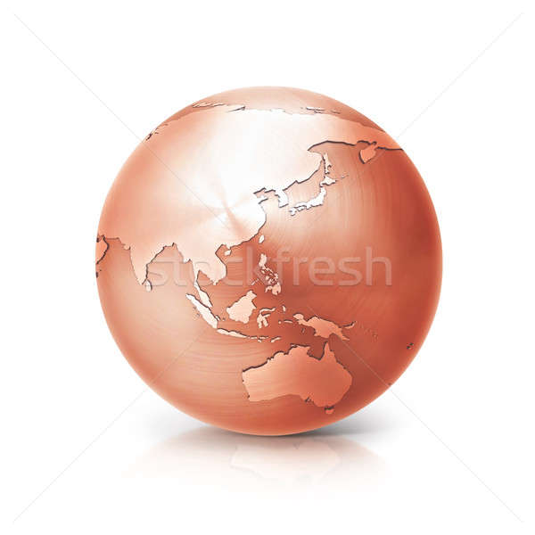 copper globe 3D illustration asia and australia map Stock photo © 7Crafts