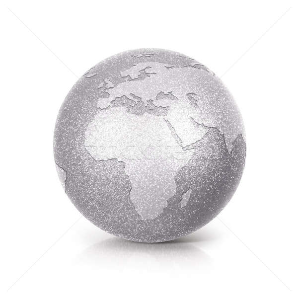 Silver Glitter globe 3D illustration europe and africa map Stock photo © 7Crafts