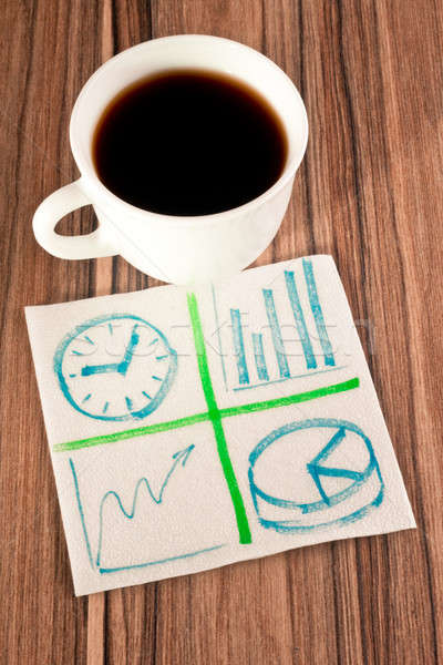 Stock foto: Business · Zeichen · Serviette · Tasse · Kaffee · Papier